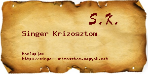 Singer Krizosztom névjegykártya